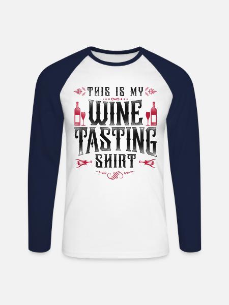 Sommelier Wine Drinking Tasting - Unisex Long Sleeve Baseball T-Shirt - white/navy