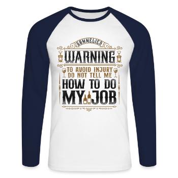 Sommelier Wine Drinking Tasting - Unisex Long Sleeve Baseball T-Shirt - white/navy - Front - Nik (191cm)