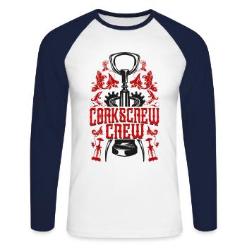 Dégustation de vin de sommelier - T-shirt baseball manches longues Homme - blanc/marine - Devant - Nik (191cm)