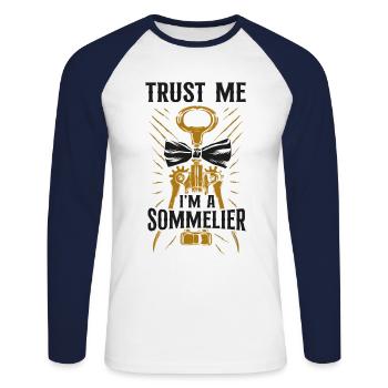 Sommelier Wine Drinking Tasting - Unisex Baseballshirt langarm - Weiß/Navy - Vorne - Nik (191cm)