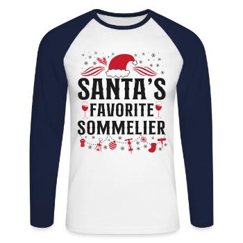 Sommelier Wine Drinking Tasting - Unisex Baseballshirt langarm - Weiß/Navy - Vorne - Nik (191cm)