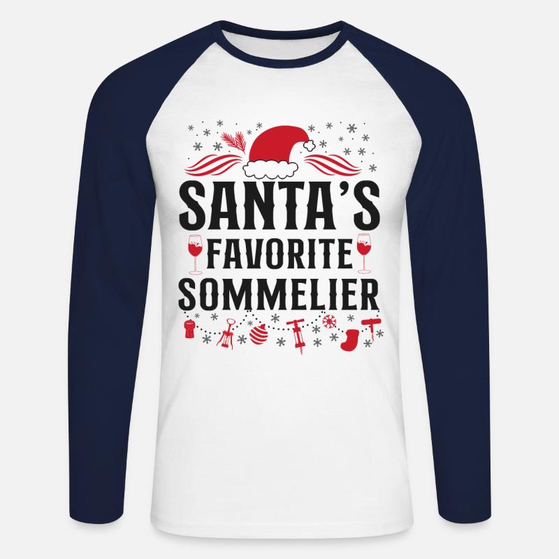 Sommelier Wine Drinking Tasting - Unisex Long Sleeve Baseball T-Shirt - white/navy