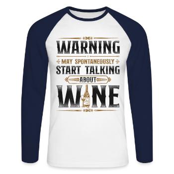 Sommelier Wine Drinking Tasting - Unisex Baseballshirt langarm - Weiß/Navy - Vorne - Nik (191cm)