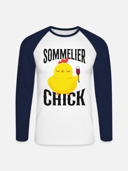 Sommelier Wine Drinking Tasting - Unisex Long Sleeve Baseball T-Shirt - white/navy