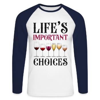 Sommelier Wine Drinking Tasting - Unisex Baseballshirt langarm - Weiß/Navy - Vorne - Nik (191cm)