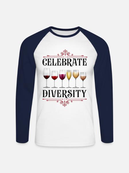 Sommelier Wine Drinking Tasting - Unisex Long Sleeve Baseball T-Shirt - white/navy