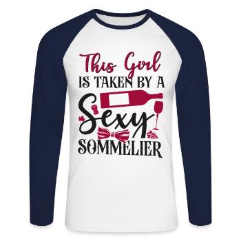 Sommelier Wine Drinking Tasting - Unisex Baseballshirt langarm - Weiß/Navy - Vorne - Nik (191cm)