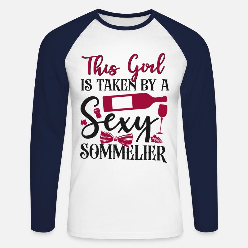 Sommelier Wine Drinking Tasting - Unisex Baseballshirt langarm - Weiß/Navy