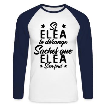 Si Eléa te dérange saches que Eléa s en fout - T-shirt baseball manches longues Homme - blanc/marine - Devant - Nik (191cm)