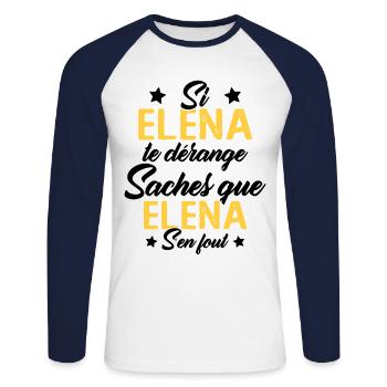 Si Elena te dérange saches que Elena s en fout - T-shirt baseball manches longues Homme - blanc/marine - Devant - Nik (191cm)