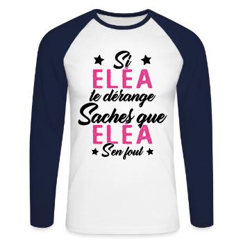 Si Eléa te dérange saches que Eléa s en fout - T-shirt baseball manches longues Homme - blanc/marine - Devant - Nik (191cm)