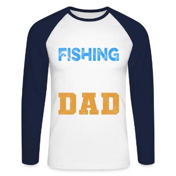 Fishing Dad - Unisex Baseballshirt langarm - Weiß/Navy - Vorne - Nik (191cm)