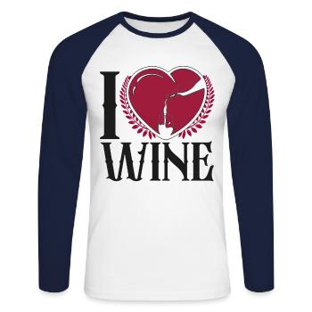 Sommelier Wine Drinking Tasting - Unisex Baseballshirt langarm - Weiß/Navy - Vorne - Nik (191cm)
