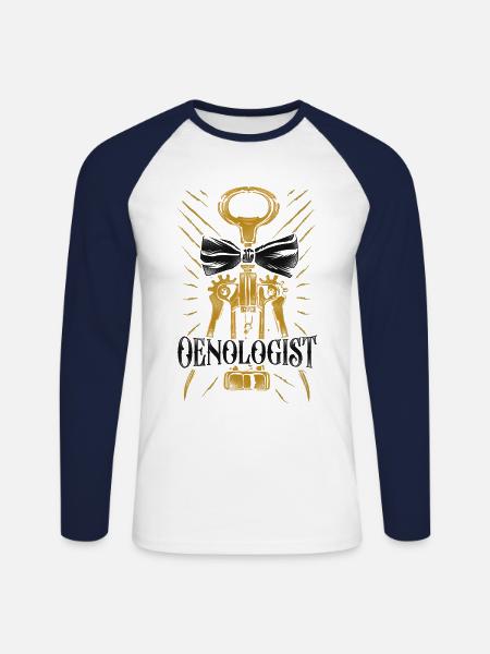 Sommelier Wine Drinking Tasting - Unisex Long Sleeve Baseball T-Shirt - white/navy
