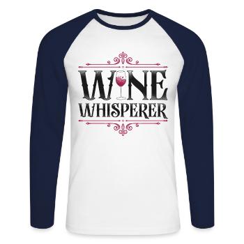 Sommelier Wine Drinking Tasting - Unisex Baseballshirt langarm - Weiß/Navy - Vorne - Nik (191cm)