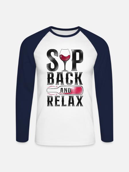 Sommelier Wine Drinking Tasting - Unisex Baseballshirt langarm - Weiß/Navy