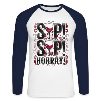 Sommelier Wine Drinking Tasting - Unisex Baseballshirt langarm - Weiß/Navy - Vorne - Nik (191cm)
