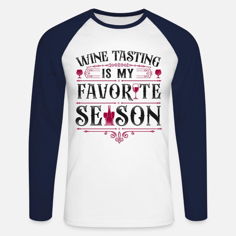 Sommelier Wine Drinking Tasting - Unisex Baseballshirt langarm - Weiß/Navy