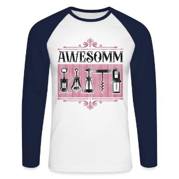 Dégustation de vin de sommelier - T-shirt baseball manches longues Homme - blanc/marine - Devant - Nik (191cm)