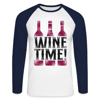 Sommelier Wine Drinking Tasting - Unisex Baseballshirt langarm - Weiß/Navy - Vorne - Nik (191cm)
