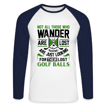 Not All Those Who Wander Are Lost Golf Player Golf - Unisex Baseballshirt langarm - Weiß/Navy - Vorne - Nik (191cm)
