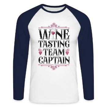 Sommelier Wine Drinking Tasting - Unisex Baseballshirt langarm - Weiß/Navy - Vorne - Nik (191cm)