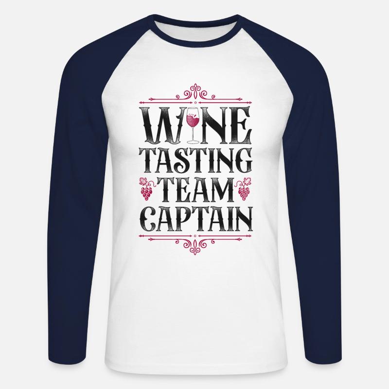 Sommelier Wine Drinking Tasting - Unisex Baseballshirt langarm - Weiß/Navy