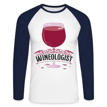 Sommelier Wine Drinking Tasting - Unisex Baseballshirt langarm - Weiß/Navy - Vorne - Nik (191cm)