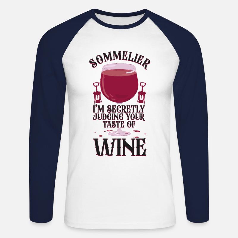 Sommelier Wine Drinking Tasting - Unisex Baseballshirt langarm - Weiß/Navy