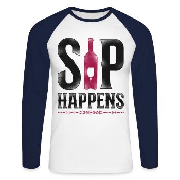 Sommelier Wine Drinking Tasting - Unisex Long Sleeve Baseball T-Shirt - white/navy - Front - Nik (191cm)