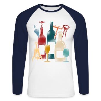 Sommelier Wine Drinking Tasting - Unisex Baseballshirt langarm - Weiß/Navy - Vorne - Nik (191cm)