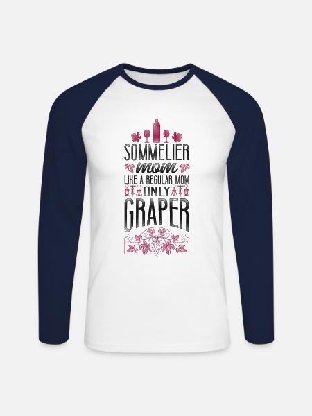 Sommelier Wine Drinking Tasting - Unisex Long Sleeve Baseball T-Shirt - white/navy