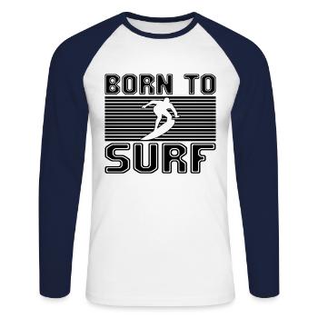 Surfen - Unisex Baseballshirt langarm - Weiß/Navy - Vorne - Nik (191cm)