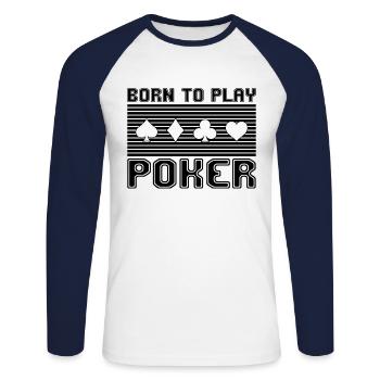 Poker - T-shirt baseball manches longues Homme - blanc/marine - Devant - Nik (191cm)