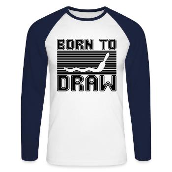 Malen Zeichnen - Unisex Baseballshirt langarm - Weiß/Navy - Vorne - Nik (191cm)