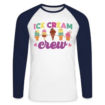 Ice Cream Cone Ice Cream Crew - Unisex Baseballshirt langarm - Weiß/Navy - Vorne - Nik (191cm)