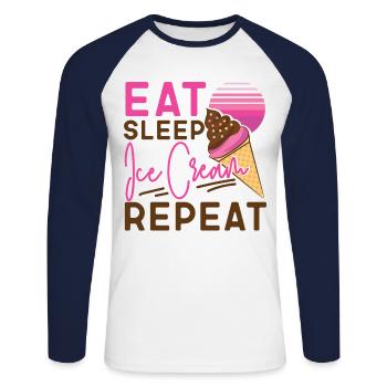 Cornet de crème glacée Manger de la crème glacée sleep - T-shirt baseball manches longues Homme - blanc/marine - Devant - Nik (191cm)