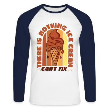 Ice Cream Cone Retro There Is - Unisex Long Sleeve Baseball T-Shirt - white/navy - Front - Nik (191cm)