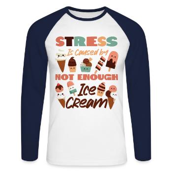 Ice Cream Cone Popsicle Stress Is - Unisex Long Sleeve Baseball T-Shirt - white/navy - Front - Nik (191cm)