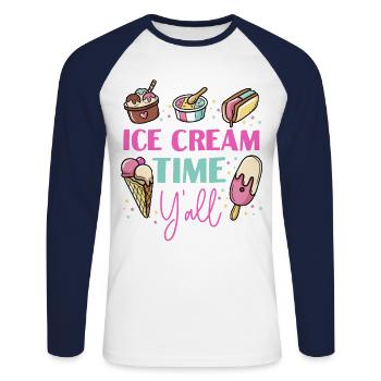Ice Cream Cone Popsicle Ice Cream - Unisex Baseballshirt langarm - Weiß/Navy - Vorne - Nik (191cm)