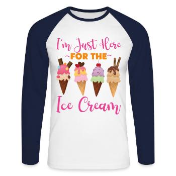 Cornet de crème glacée pour lequel je suis juste là - T-shirt baseball manches longues Homme - blanc/marine - Devant - Nik (191cm)