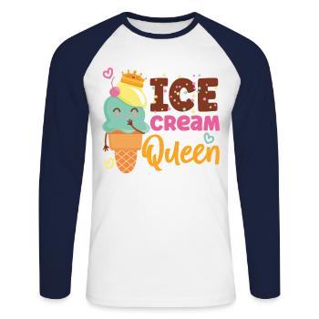 Ice Cream Cone Crown Sundae Ice - Unisex Baseballshirt langarm - Weiß/Navy - Vorne - Nik (191cm)