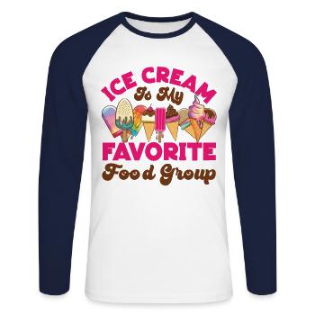 Ice Cream Cone Popsicle Ice Cream - Unisex Baseballshirt langarm - Weiß/Navy - Vorne - Nik (191cm)