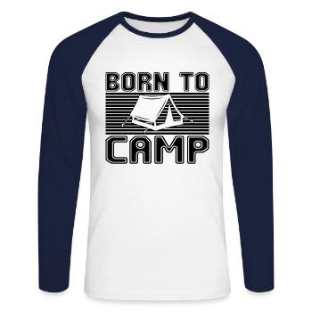 Camp - Unisex Long Sleeve Baseball T-Shirt - white/navy - Front - Nik (191cm)