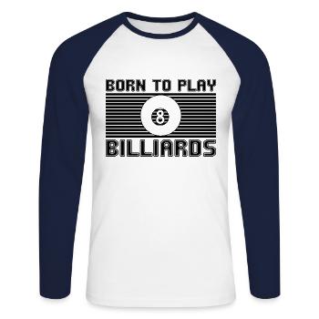 Billiard - Unisex Baseballshirt langarm - Weiß/Navy - Vorne - Nik (191cm)
