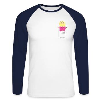 Ice Cream Pocket Cone - Unisex Baseballshirt langarm - Weiß/Navy - Vorne - Nik (191cm)
