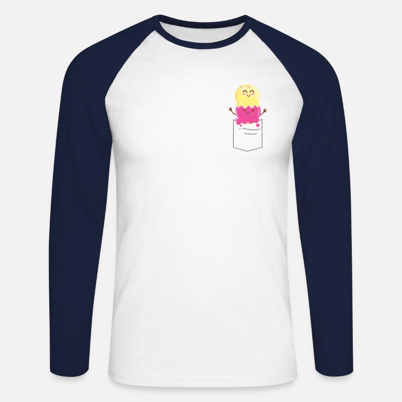 Ice Cream Pocket Cone - Unisex Long Sleeve Baseball T-Shirt - white/navy