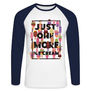 Ice Cream Cone Popsicle Just One - Unisex Baseballshirt langarm - Weiß/Navy - Vorne - Nik (191cm)