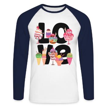 Ice Cream Cone Popsicle Love - Unisex Baseballshirt langarm - Weiß/Navy - Vorne - Nik (191cm)