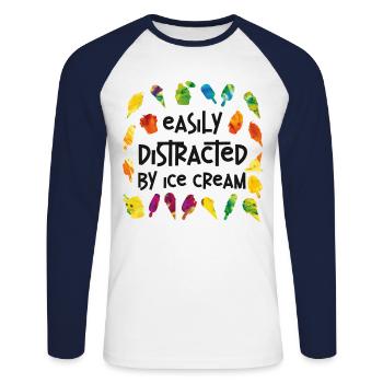 Ice Cream Cone Popsicle Easily - Unisex Baseballshirt langarm - Weiß/Navy - Vorne - Nik (191cm)